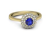 Złoty pierścionek z szafirem i diamentami - p16546zszc - 2