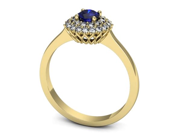 Złoty pierścionek z szafirem i diamentami - p16546zszc