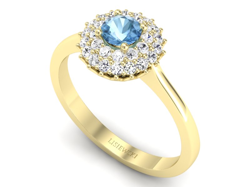 Złoty pierścionek z topazem i brylantami - p16546ztp — zdjęcie 3