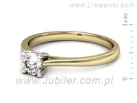 Pierścionek z brylantem z żółtego i białego złota 585 - p16547zbr- 2