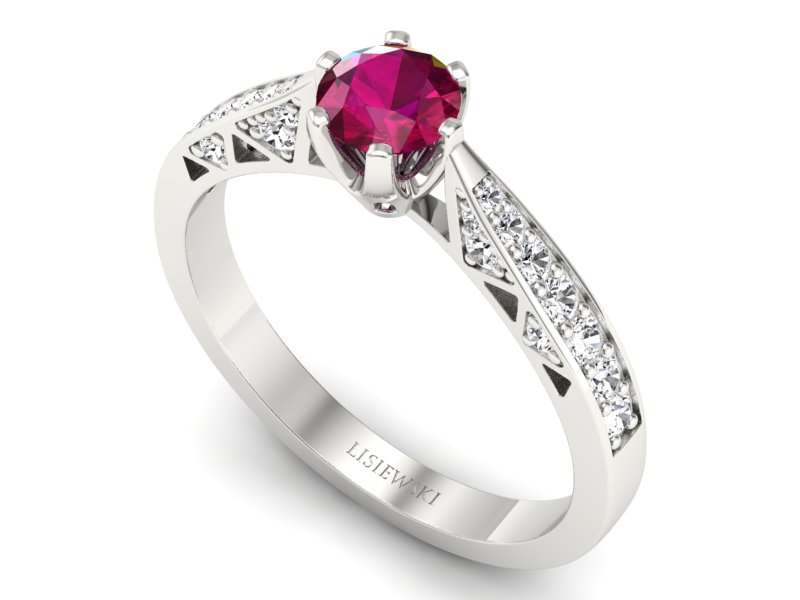 Pierścionek z rubinem i brylantami białe złoto - p16548br — zdjęcie 3