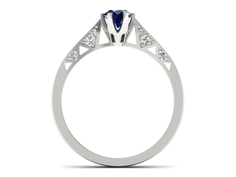 Pierścionek z szafirem i brylantami białe złoto - p16548bsz — zdjęcie 2