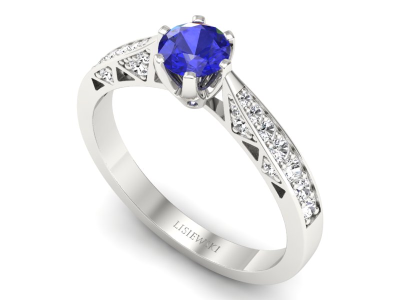 Pierścionek z szafirem i brylantami białe złoto - p16548bszc — zdjęcie 3