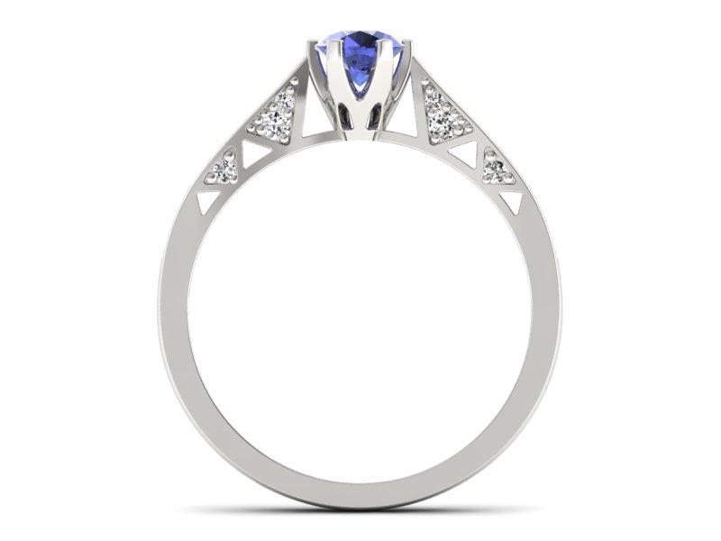 Pierścionek z tanzanitem białe złoto i brylantami - p16548bt — zdjęcie 2