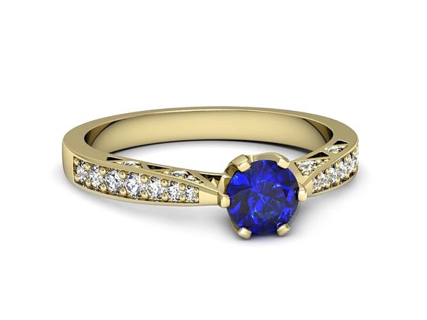 Złoty pierścionek z szafirem i diamentami - p16548zszc