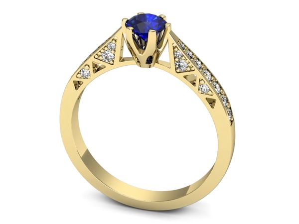 Złoty pierścionek z szafirem i diamentami - p16548zszc