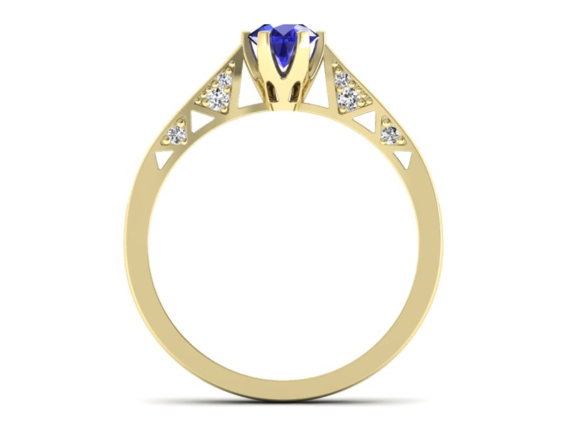 Złoty pierścionek z szafirem i diamentami - p16548zszc — zdjęcie 2