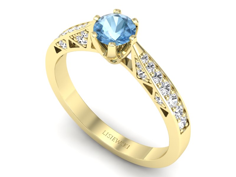 Złoty pierścionek z topazem i brylantami - p16548ztp — zdjęcie 3