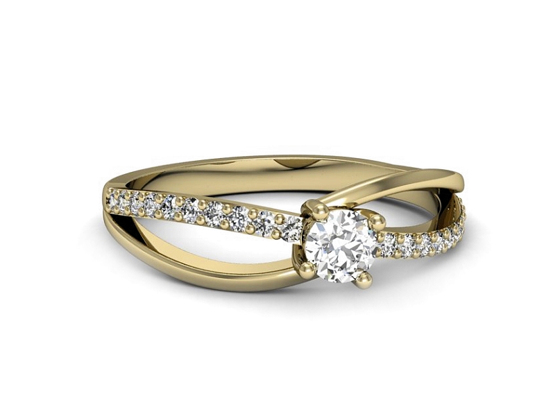 Złoty pierścionek z brylantami żółte złoto - p16549zP — zdjęcie 2