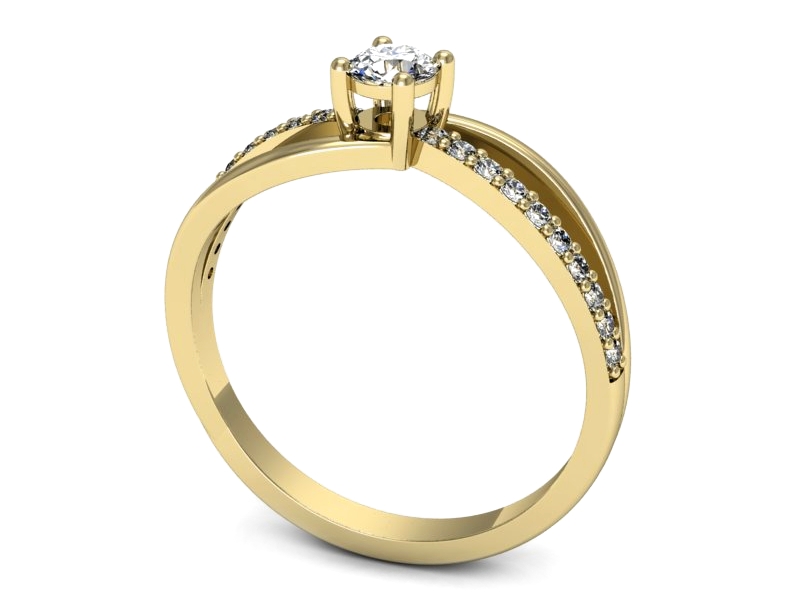 Złoty pierścionek z brylantami żółte złoto - p16549zP — zdjęcie 3