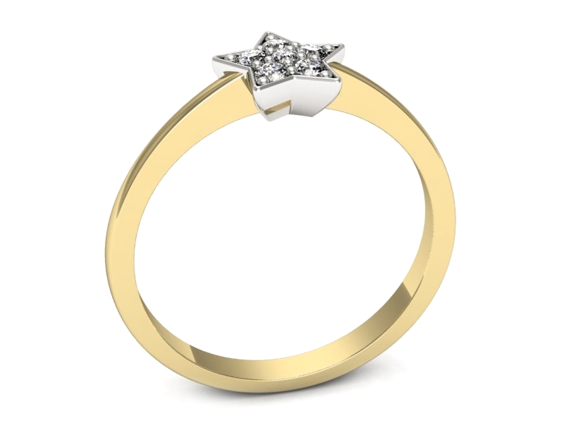 Pierścionek z diamentami żółte i białe złoto - p16550zb — zdjęcie 3