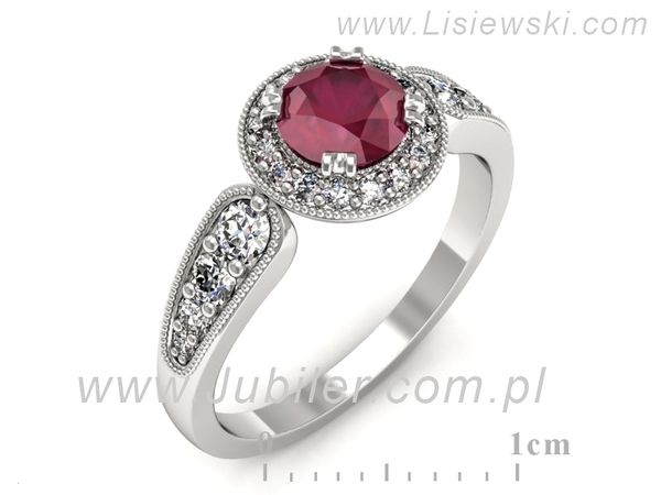 Pierścionek z rubinem białe złoto z brylantami gold 14k - p16551br- 1