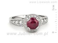 Pierścionek z rubinem białe złoto z brylantami gold 14k - p16551br- 2