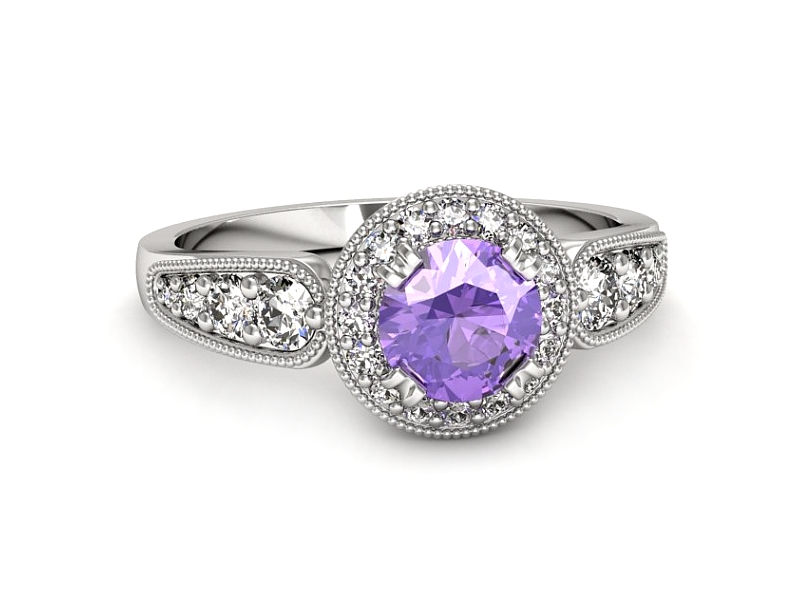 Pierścionek z tanzanitem białe złoto z brylantami - p16551bt — zdjęcie 3