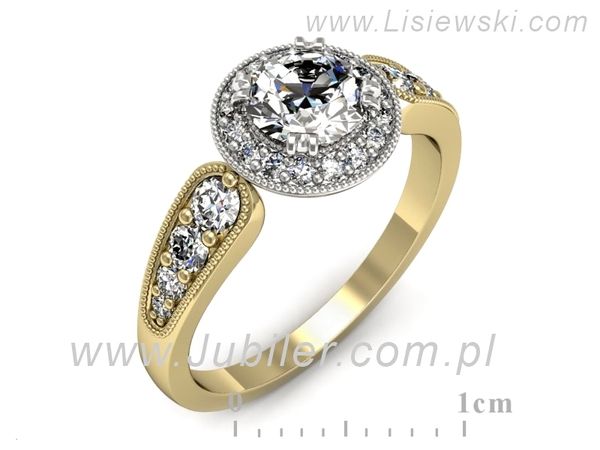 Pierścionek z diamentami żółte i białe złoto próba 585 - p16551zb- 1