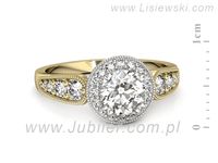 Pierścionek z diamentami żółte i białe złoto próba 585 - p16551zb- 2