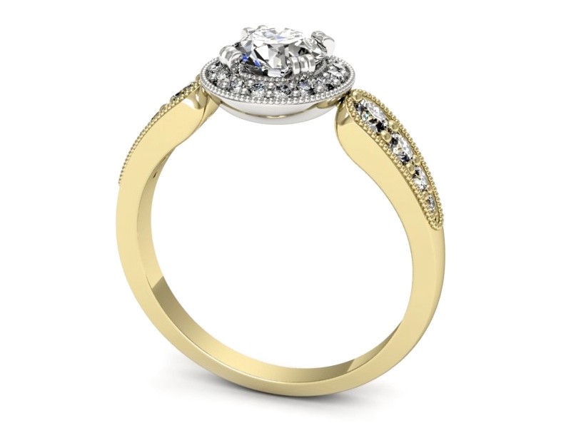 Pierścionek z diamentami żółte i białe złoto - p16551zb — zdjęcie 3