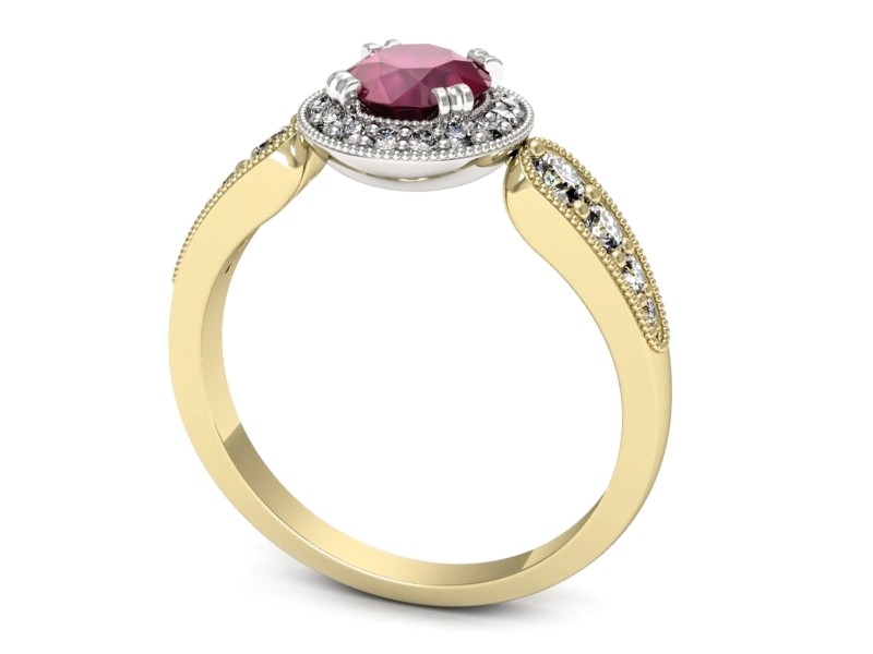 Pierścionek z rubinem i diamentami - p16551zbr — zdjęcie 3
