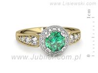 Pierścionek ze szmaragdem i diamentami żółte białe złoto - p16551zbsm- 2