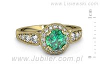 Pierścionek ze szmaragdem i diamentami w żółtym złocie - p16551zsm- 2