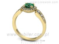 Pierścionek ze szmaragdem i diamentami w żółtym złocie - p16551zsm- 3