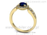 Pierścionek z szafirem i brylantami w żółtym złocie - p16551zsz- 3