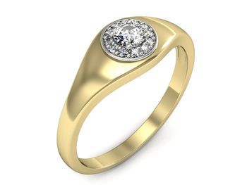 Pierścionek z diamentami żółte i białe złoto 585 - p16552zb - 1
