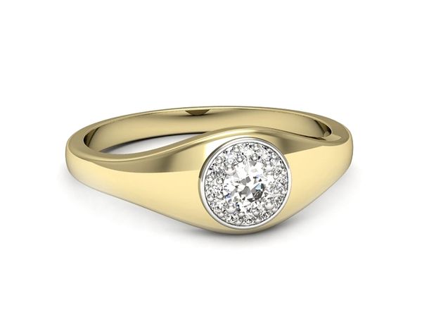 Pierścionek z diamentami żółte i białe złoto 585 - p16552zb