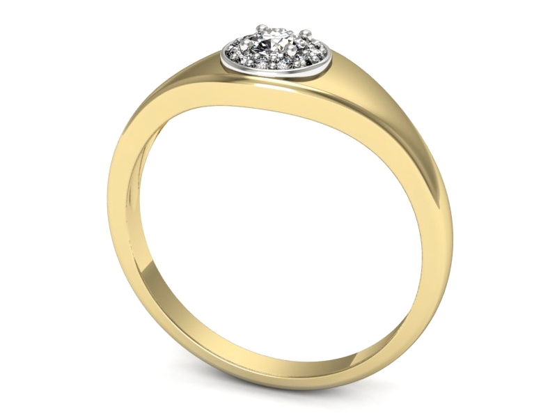 Pierścionek z diamentami żółte i białe złoto - p16552zb — zdjęcie 3