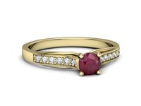 Złoty pierścionek z rubinem i brylantami złoto proba 585 - p16553zr- 2