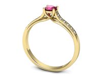 Złoty pierścionek z rubinem i brylantami złoto proba 585 - p16553zr- 3