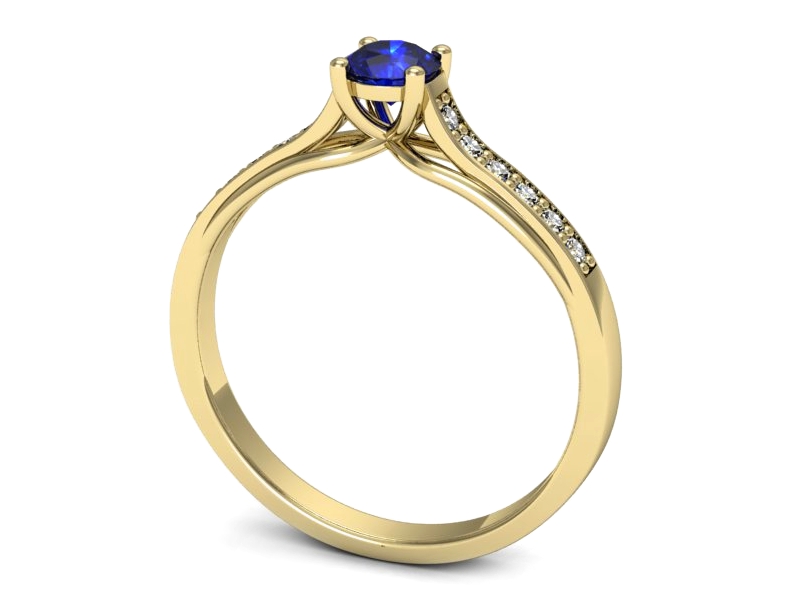Złoty pierścionek z szafirem i brylantami - p16553zszc — zdjęcie 3