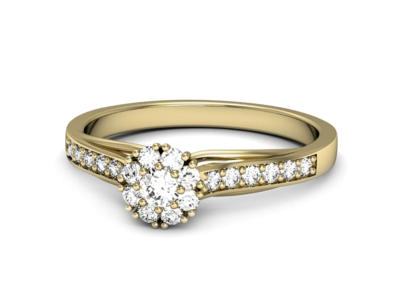 Złoty pierścionek z brylantami żółte złoto - p16554z — zdjęcie 2