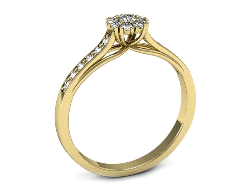 Złoty pierścionek z brylantami żółte złoto - p16554z — zdjęcie 3