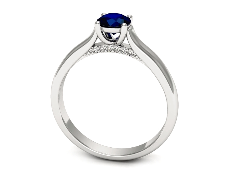 Pierścionek z szafirem i brylantami białe złoto - p16555bsz — zdjęcie 3