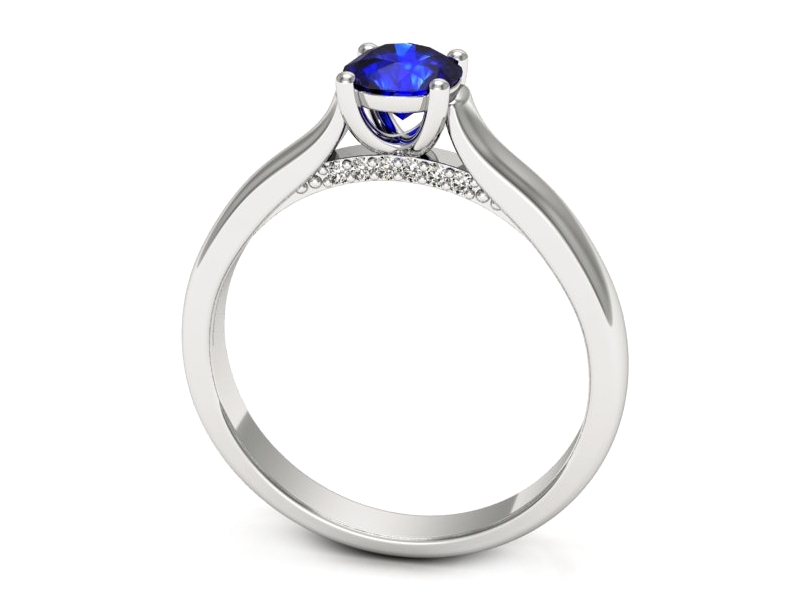 Pierścionek z szafirem i brylantami białe złoto - p16555bszc — zdjęcie 3
