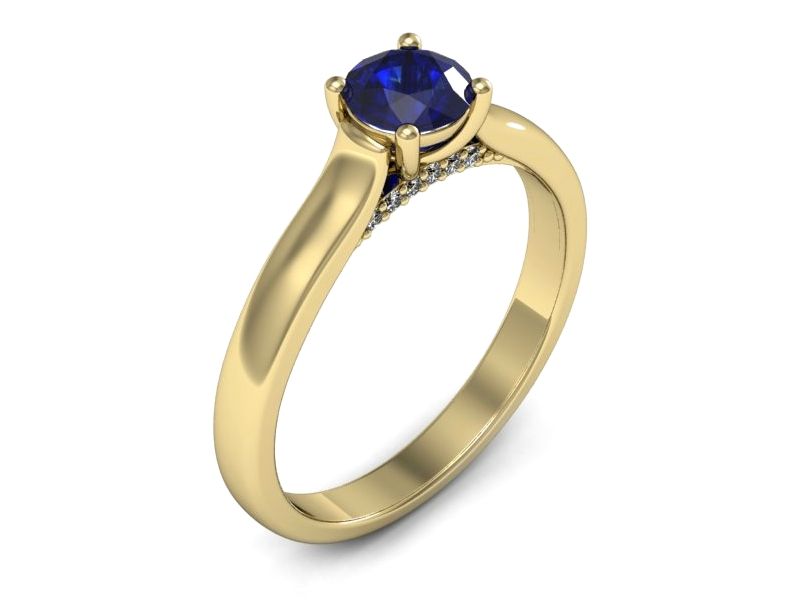 Złoty pierścionek z szafirem i diamentami złoto proba 585 - p16555zszc