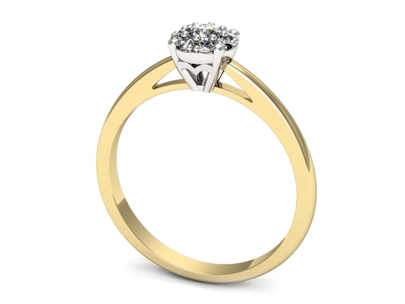 Pierścionek z diamentami żółte i białe złoto - p16557zb — zdjęcie 3