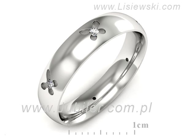 Pierscionek Obrączka z brylantami białe złoto próba 585 - p16558b- 1