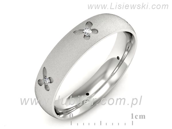 Pierscionek Obrączka z brylantami białe złoto próba 585 - p16558bms- 1
