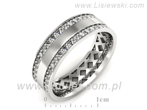 Pierscionek Obrączka z brylantami białe złoto próba 585 - p16559b- 1