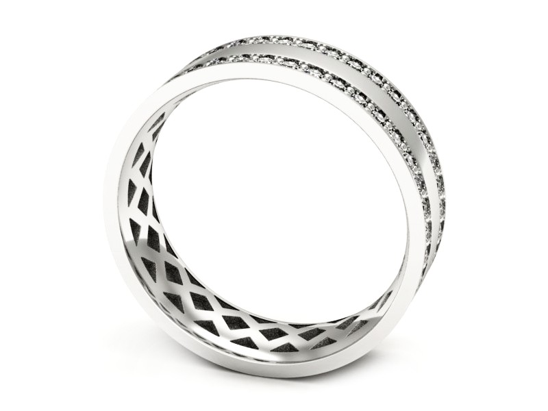 Pierścionek obrączka z brylantami białe złoto - p16559b — zdjęcie 3