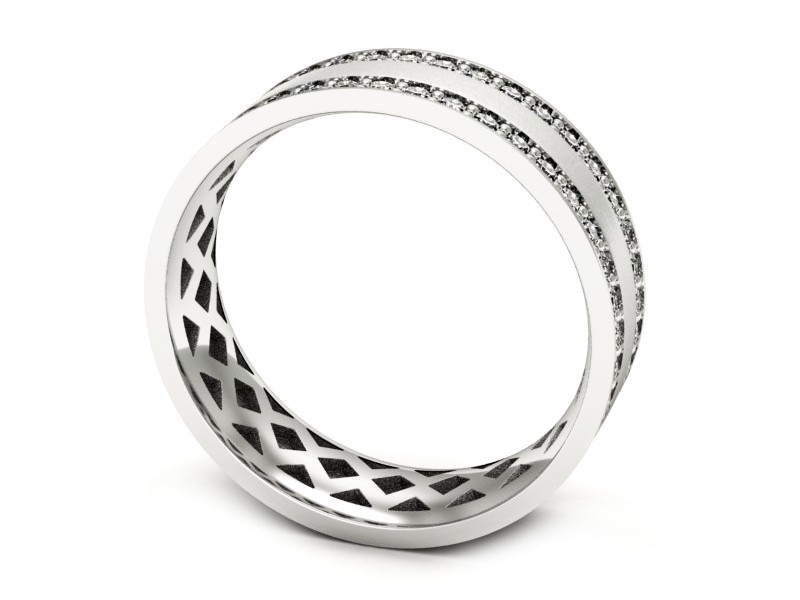 Pierścionek obrączka z brylantami białe złoto - p16559bmp — zdjęcie 3