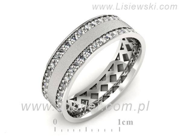 Pierscionek Obrączka z brylantami białe złoto próba 585 - p16559bms- 1