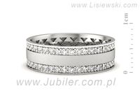 Pierscionek Obrączka z brylantami białe złoto próba 585 - p16559bms- 2