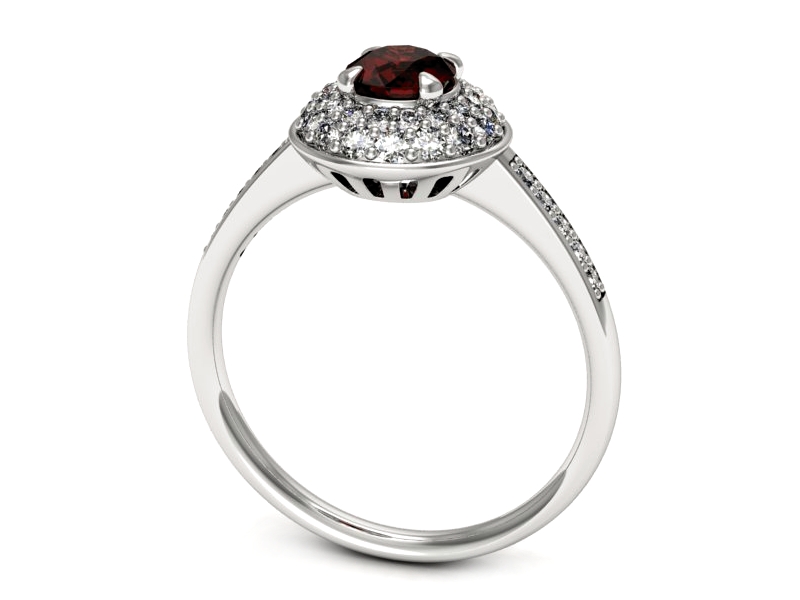 Pierścionek białe złoto z granatem i brylantami - p16563bgr — zdjęcie 3