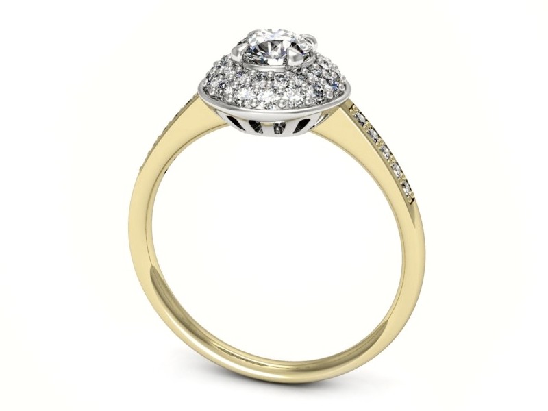 Pierścionek z diamentami żółte i białe złoto - p16563zb — zdjęcie 3
