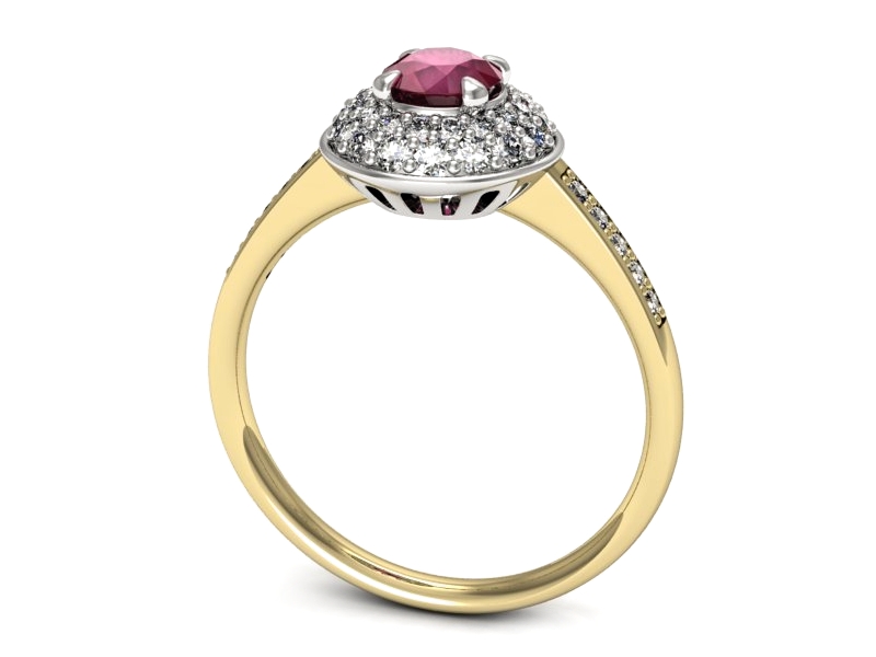 Pierścionek z rubinem i diamentami - p16563zbr — zdjęcie 3