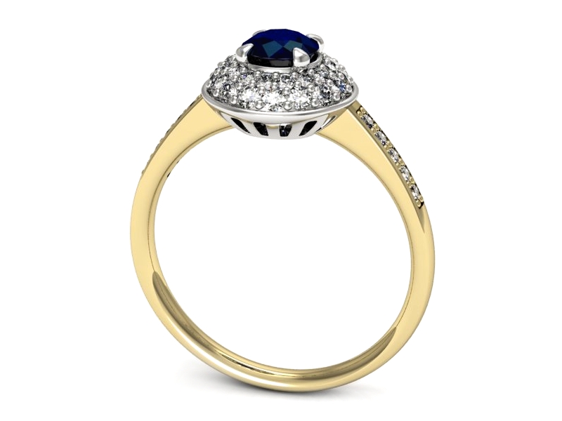 Złoty pierścionek z szafirem i brylantami - p16563zbsz — zdjęcie 3