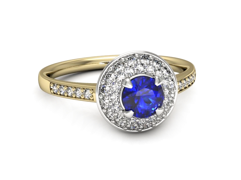 Pierścionek z szafirem i diamentami - p16563zbszc — zdjęcie 2